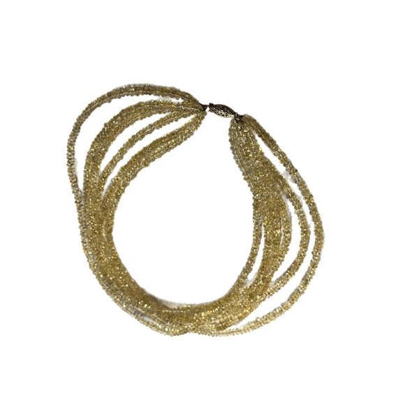 MULTI STRAND BEADED CITRINE AND 14K GOLD NECKLACE GEMSTONE CRYSTALS - Picture 6 of 7